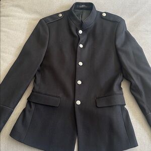 Zara Black Military Style Jacket with Silver Buttons